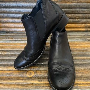 Paul Green Black Wingtip Slip-on Ankle Boots